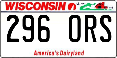WI license plate 296ORS
