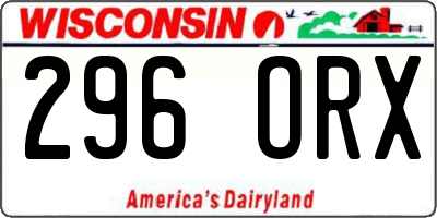 WI license plate 296ORX