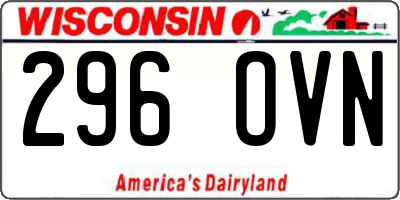 WI license plate 296OVN