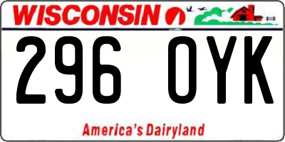 WI license plate 296OYK