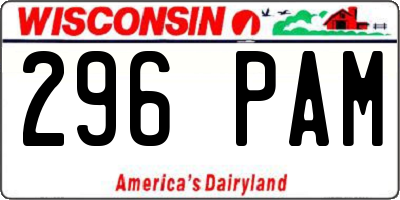 WI license plate 296PAM