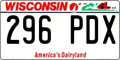 WI license plate 296PDX