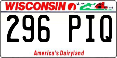 WI license plate 296PIQ