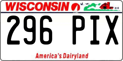 WI license plate 296PIX