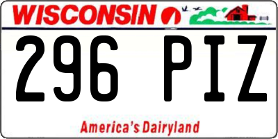 WI license plate 296PIZ