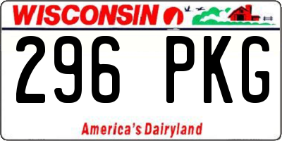 WI license plate 296PKG