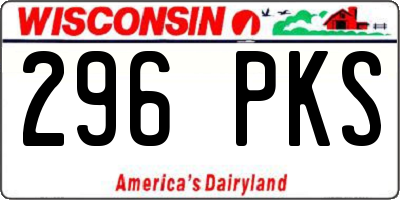 WI license plate 296PKS