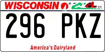 WI license plate 296PKZ