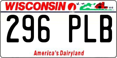 WI license plate 296PLB