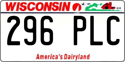 WI license plate 296PLC