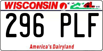 WI license plate 296PLF