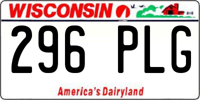 WI license plate 296PLG