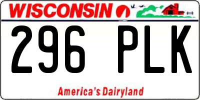 WI license plate 296PLK