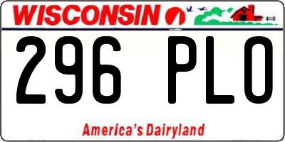 WI license plate 296PLO