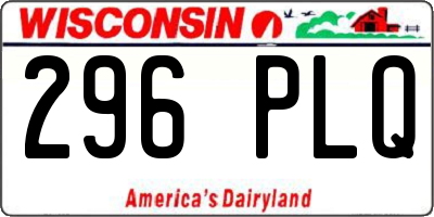 WI license plate 296PLQ