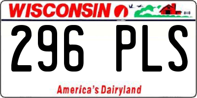 WI license plate 296PLS
