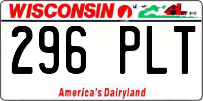 WI license plate 296PLT