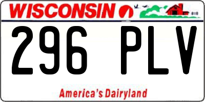 WI license plate 296PLV