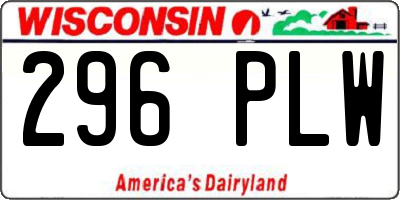 WI license plate 296PLW