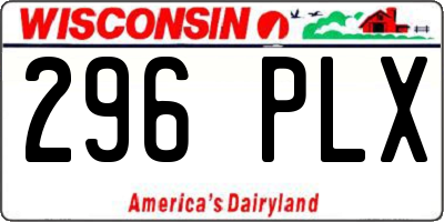 WI license plate 296PLX