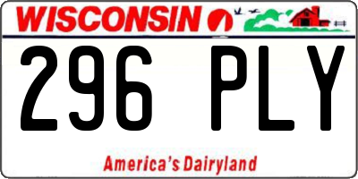 WI license plate 296PLY