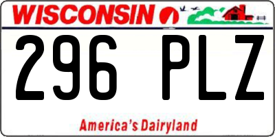 WI license plate 296PLZ