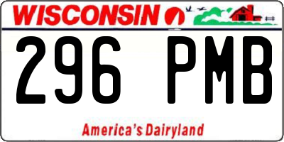 WI license plate 296PMB