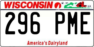 WI license plate 296PME
