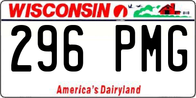 WI license plate 296PMG
