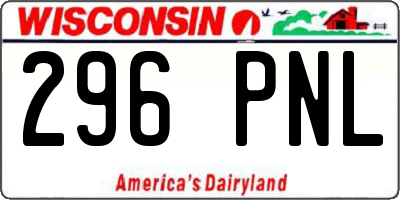 WI license plate 296PNL
