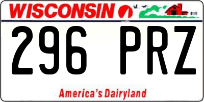 WI license plate 296PRZ