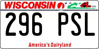 WI license plate 296PSL