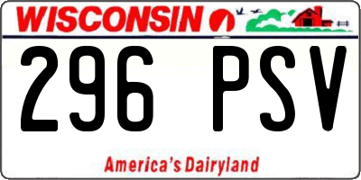 WI license plate 296PSV