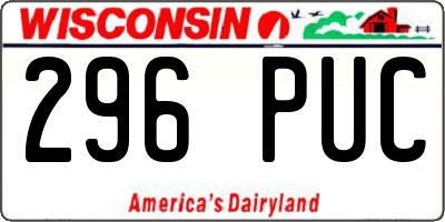 WI license plate 296PUC