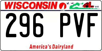 WI license plate 296PVF