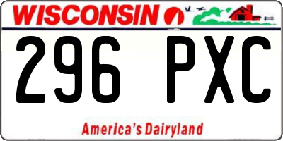 WI license plate 296PXC