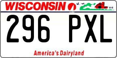 WI license plate 296PXL