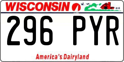 WI license plate 296PYR