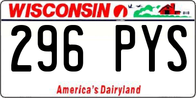 WI license plate 296PYS