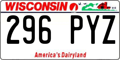 WI license plate 296PYZ