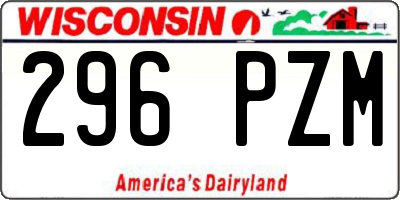 WI license plate 296PZM