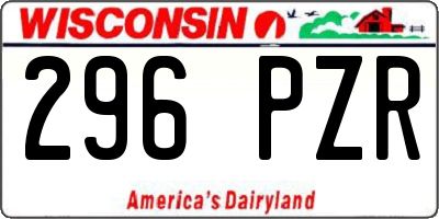 WI license plate 296PZR