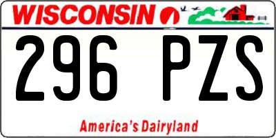 WI license plate 296PZS