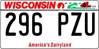 WI license plate 296PZU