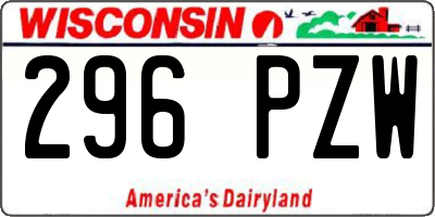 WI license plate 296PZW