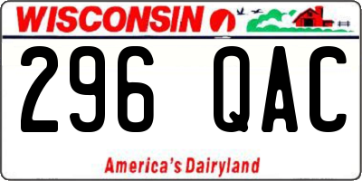 WI license plate 296QAC