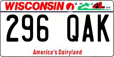 WI license plate 296QAK