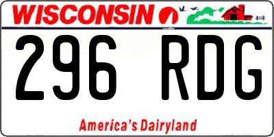 WI license plate 296RDG