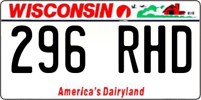WI license plate 296RHD