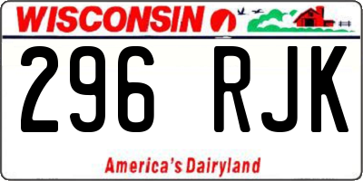 WI license plate 296RJK